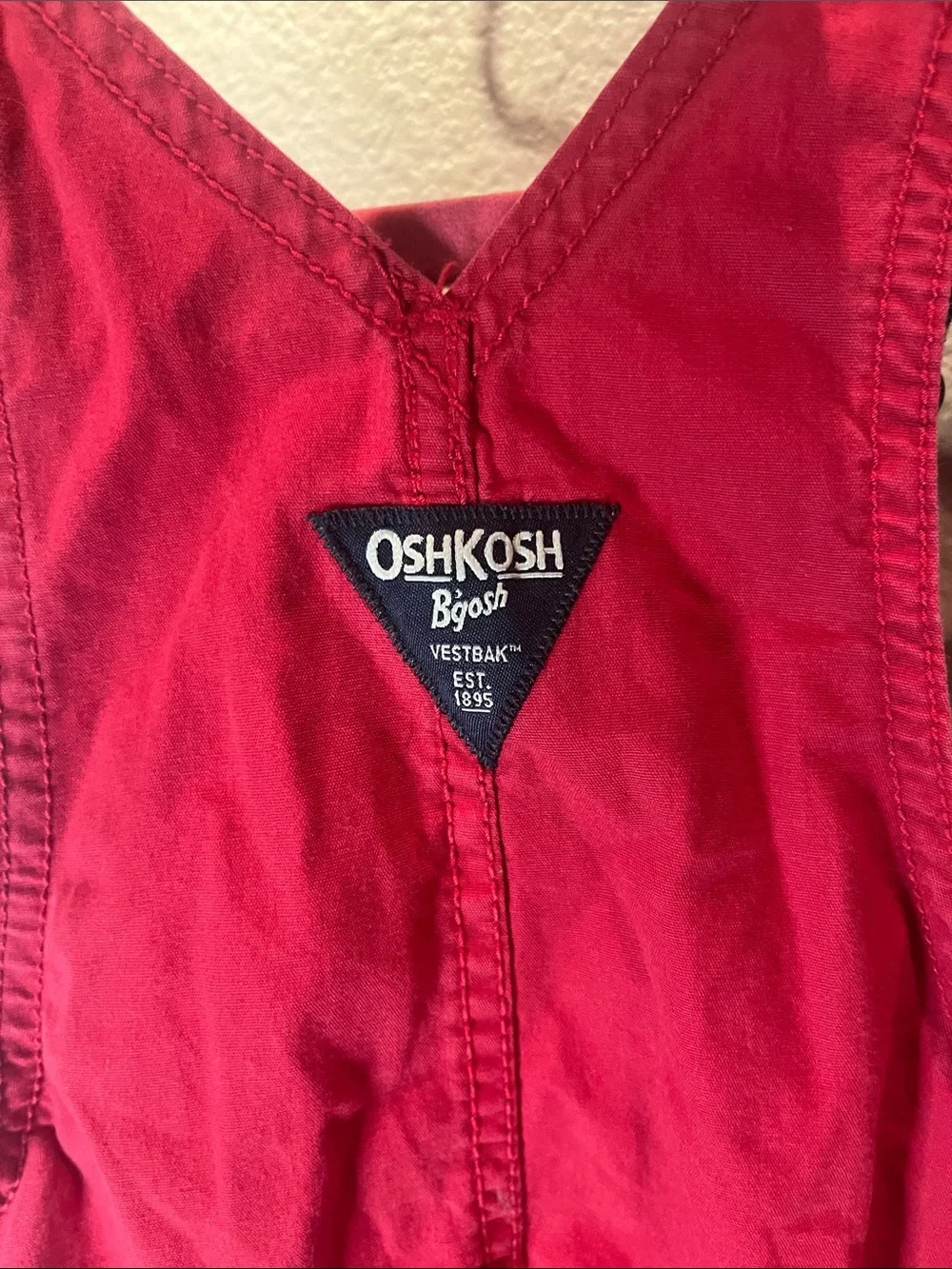 Oshkosh B’Gosh Baby Overalls Shortalls Red Blue Stripes Size 18 Months